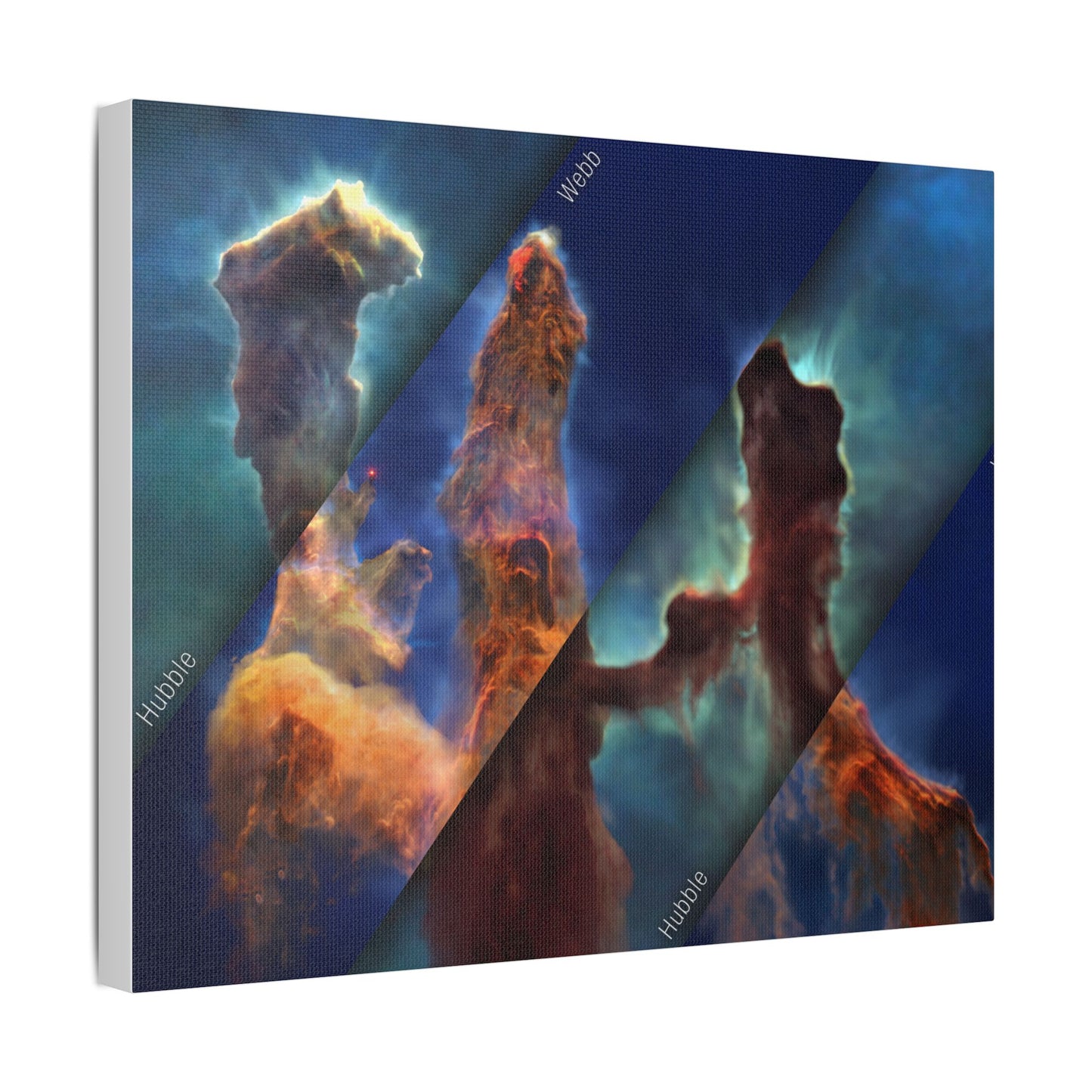 Pillars of Creation - Webb vs Hubble, Satin Canvas