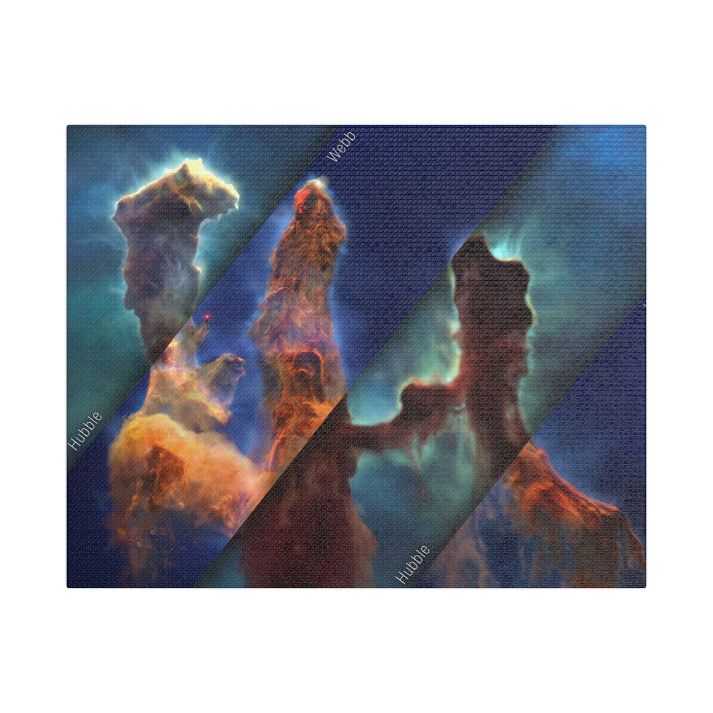 Pillars of Creation - Webb vs Hubble, Satin Canvas