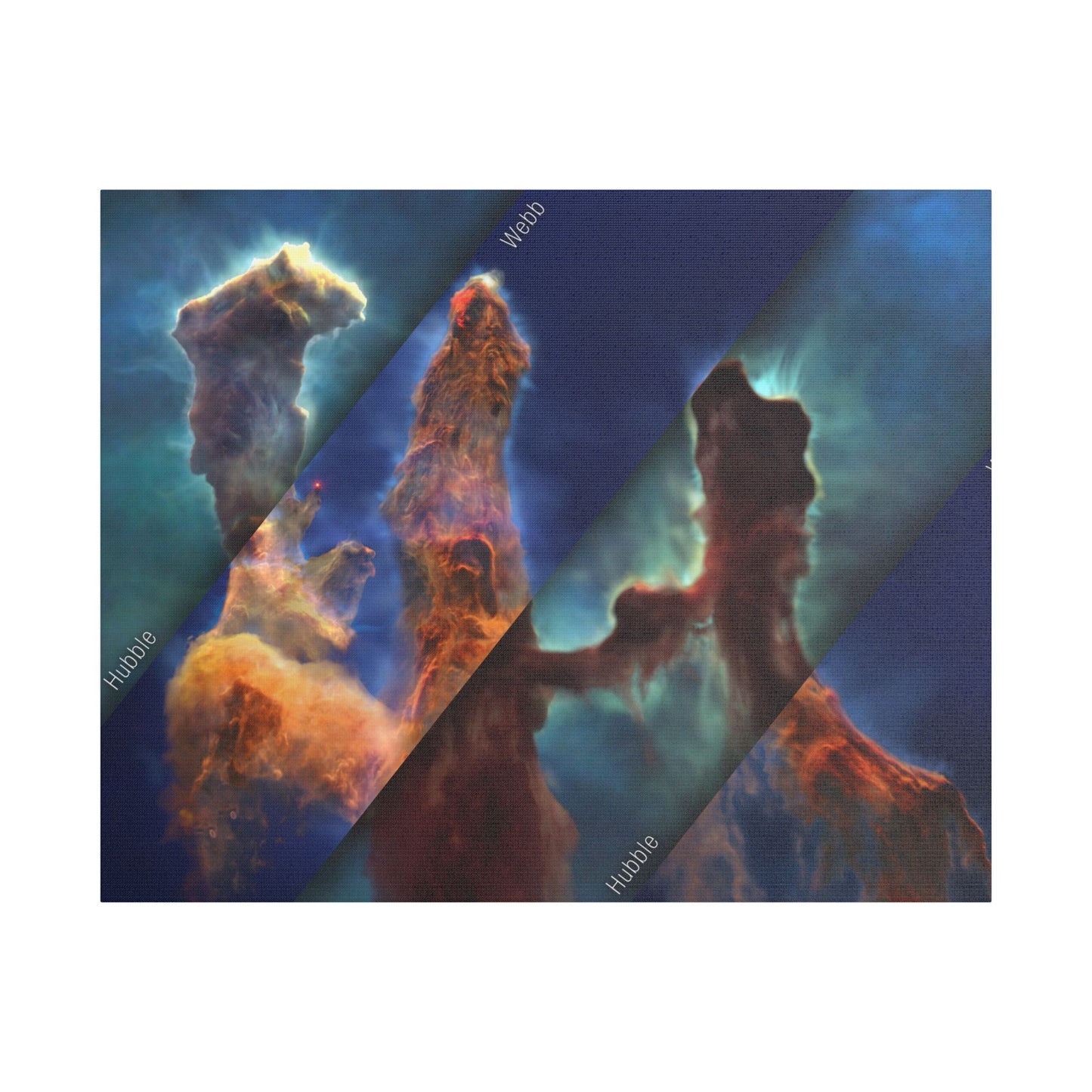 Pillars of Creation - Webb vs Hubble, Satin Canvas