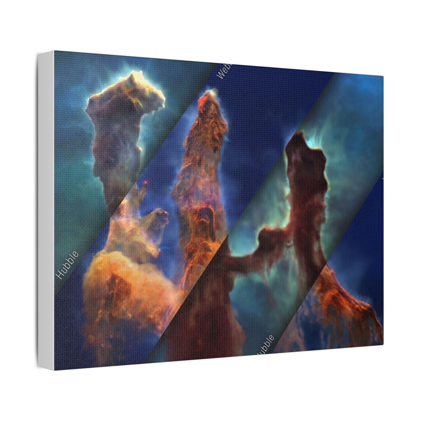 Pillars of Creation - Webb vs Hubble, Satin Canvas