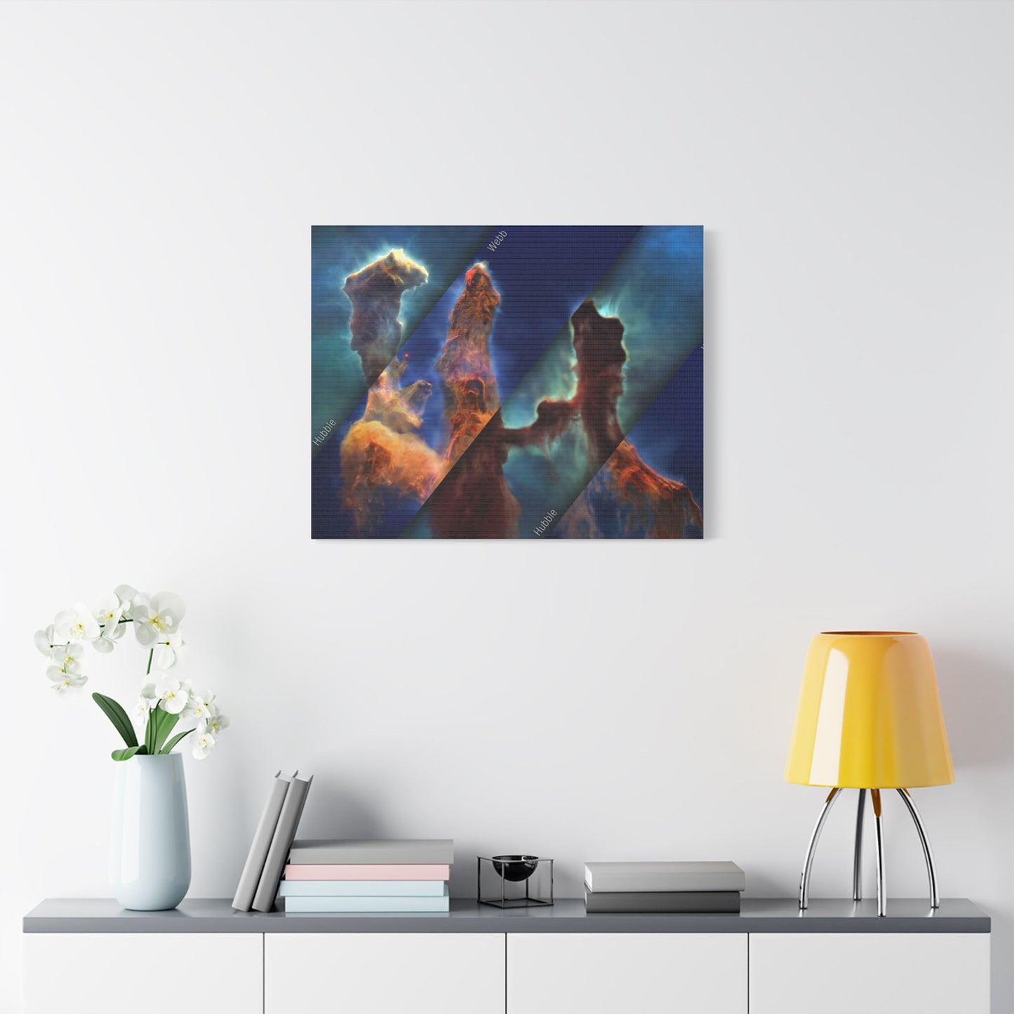Pillars of Creation - Webb vs Hubble, Satin Canvas