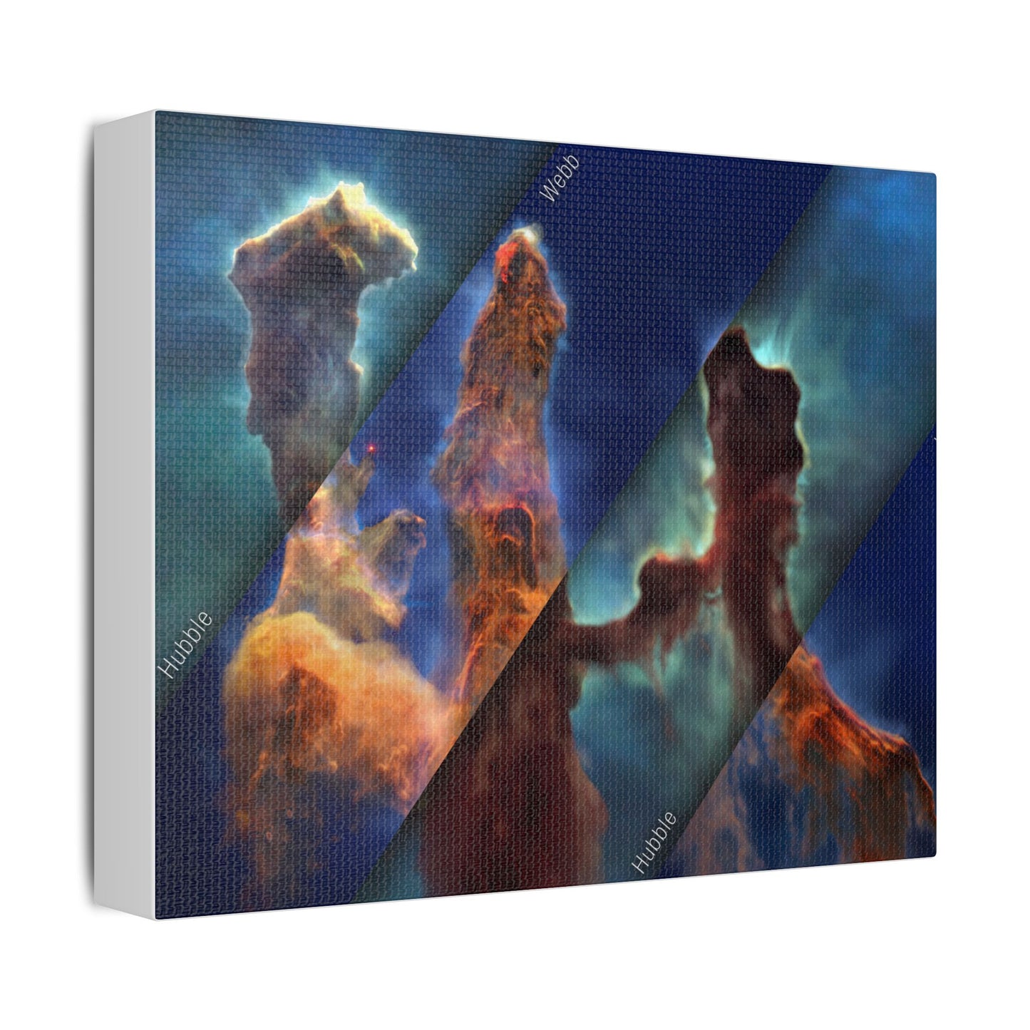 Pillars of Creation - Webb vs Hubble, Satin Canvas, Stretched