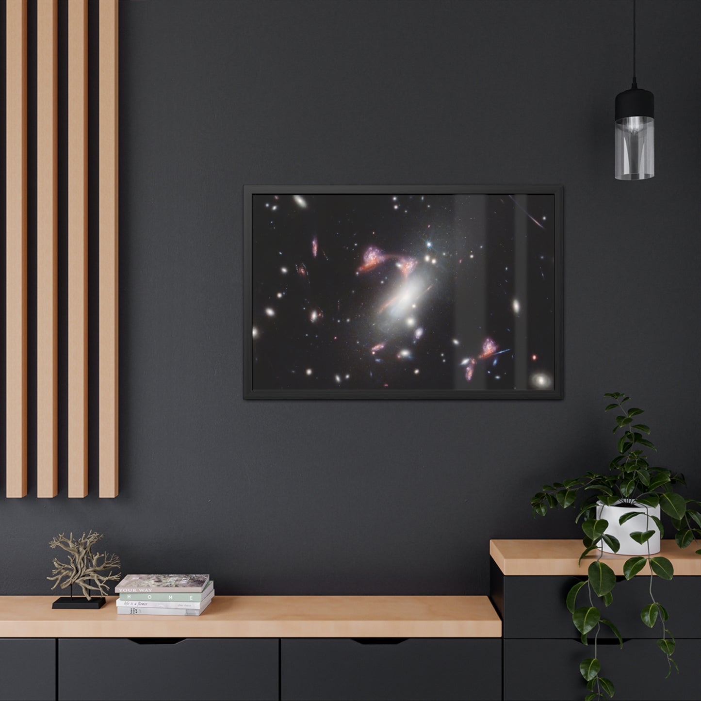 Question Mark Galaxy, Hand Crafted Wooden Framed Poster