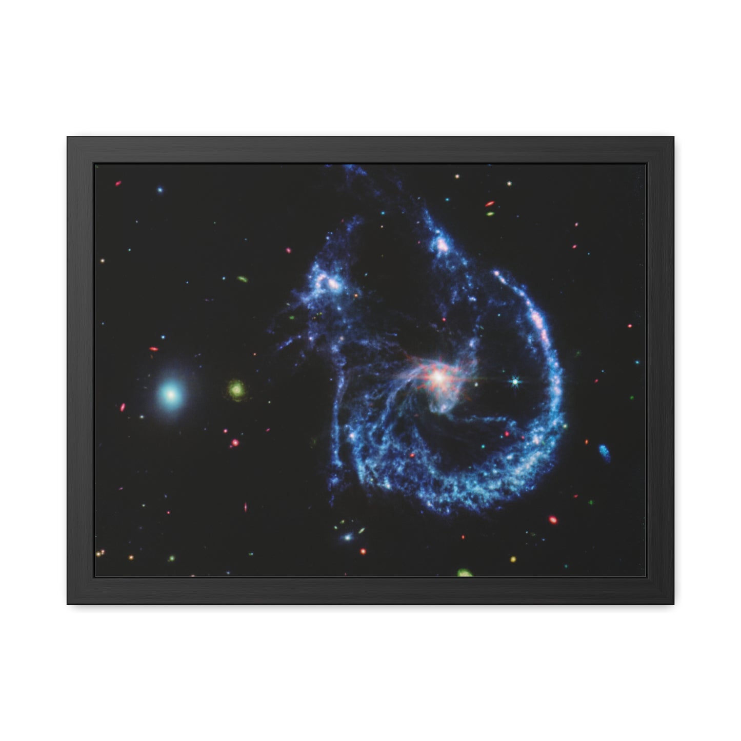 Arp 107 Supermassive Blackhole, Hand Crafter Wooden Framed Poster