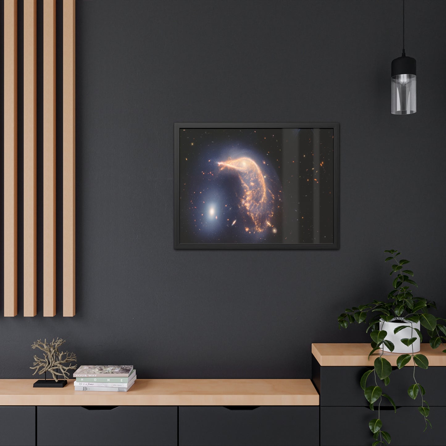 Interacting Galaxies Arp 142, Hand Crafted Wooden Framed Poster