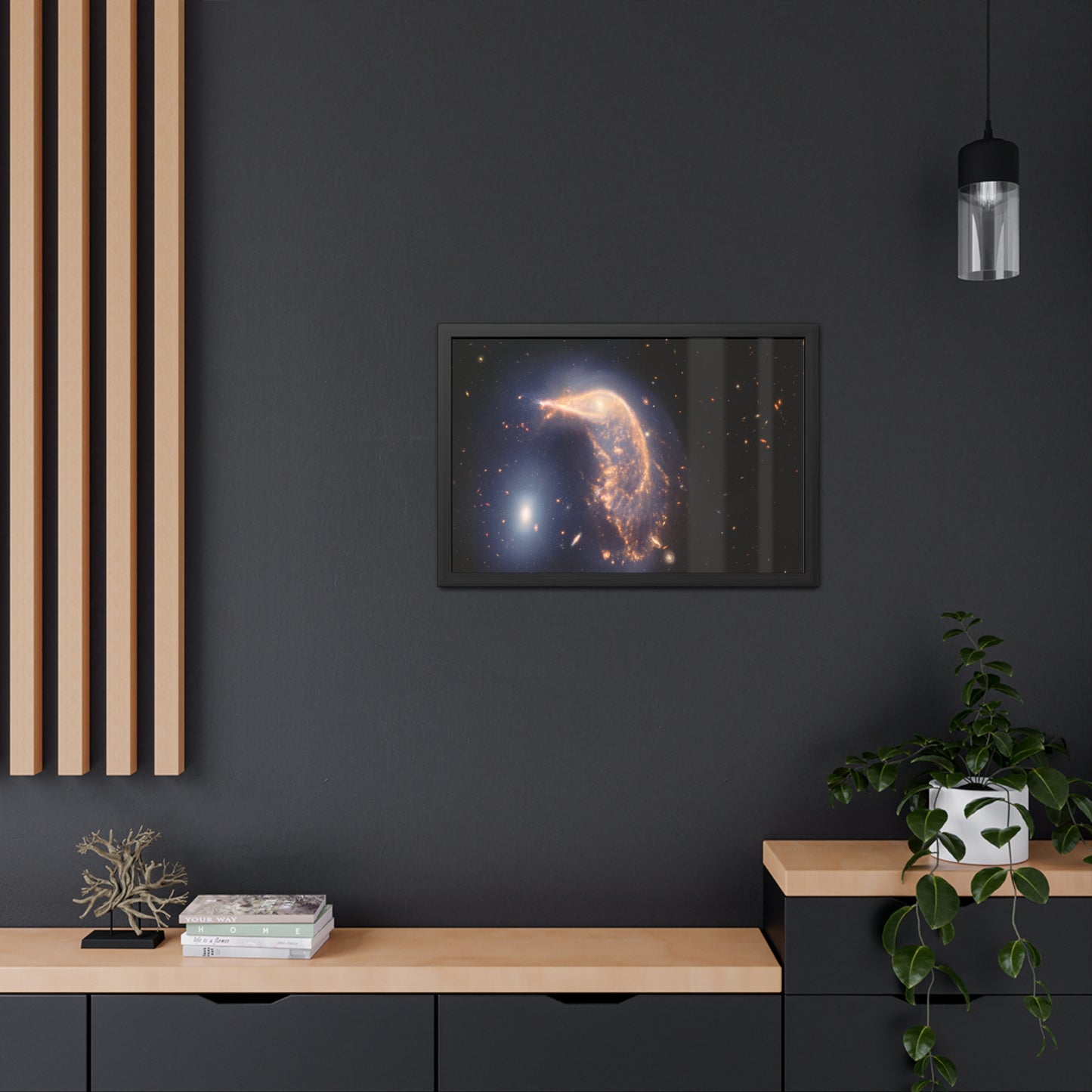 Interacting Galaxies Arp 142, Hand Crafted Wooden Framed Poster