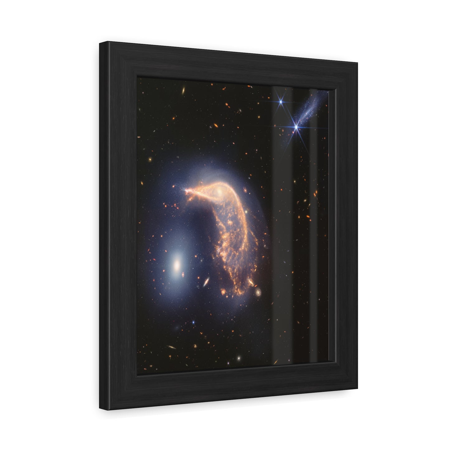 Interacting Galaxies Arp 142, Hand Crafted Wooden Framed Poster