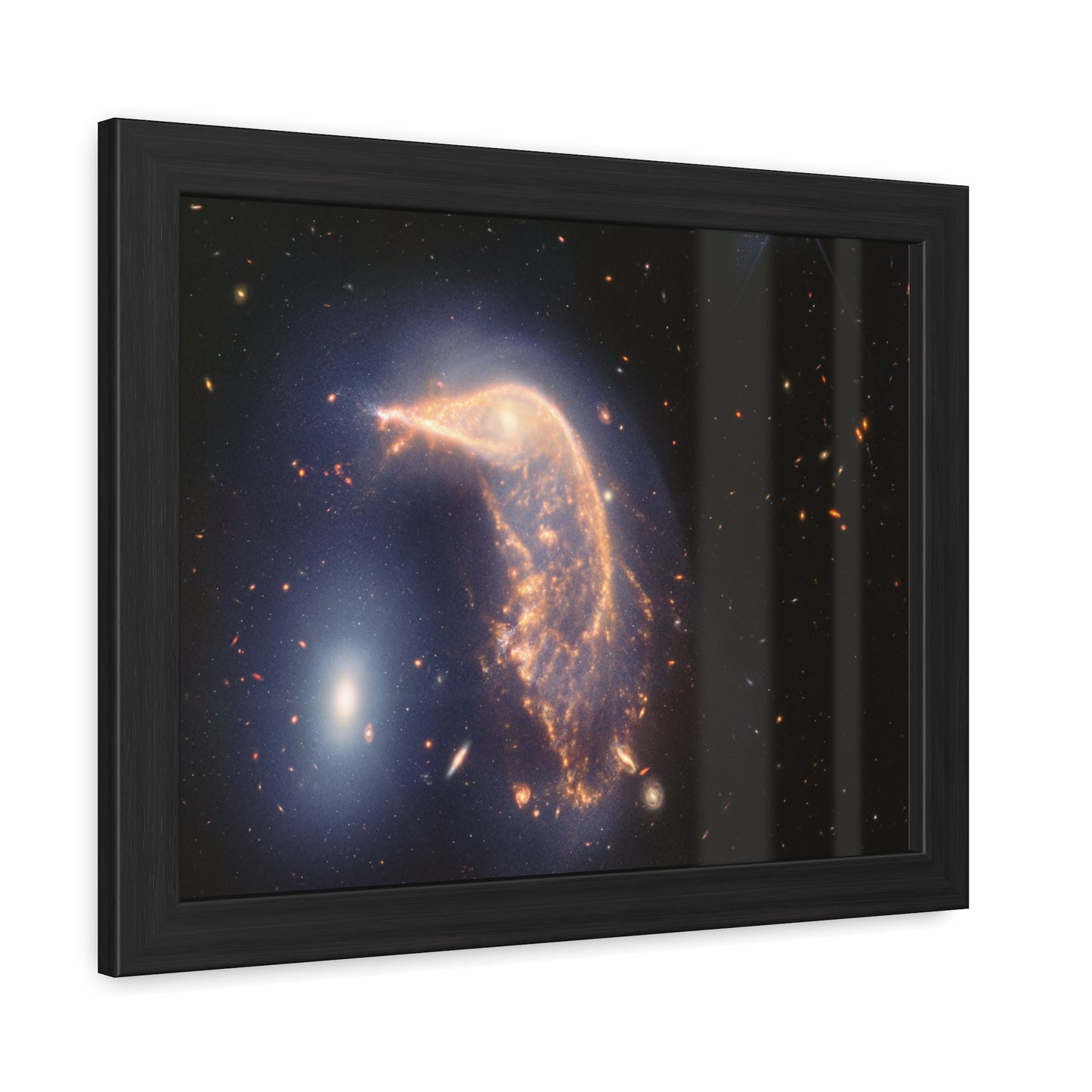 Interacting Galaxies Arp 142, Hand Crafted Wooden Framed Poster