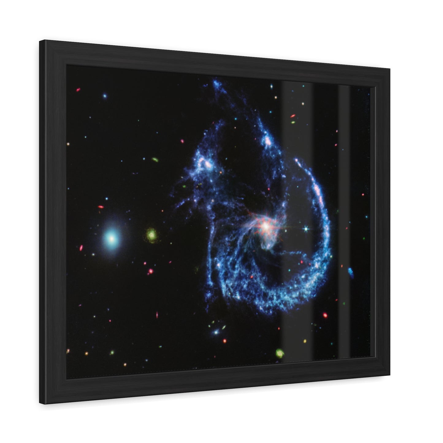 Arp 107 Supermassive Blackhole, Hand Crafter Wooden Framed Poster