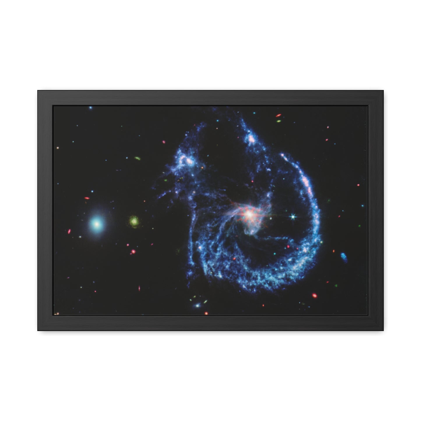 Arp 107 Supermassive Blackhole, Hand Crafter Wooden Framed Poster