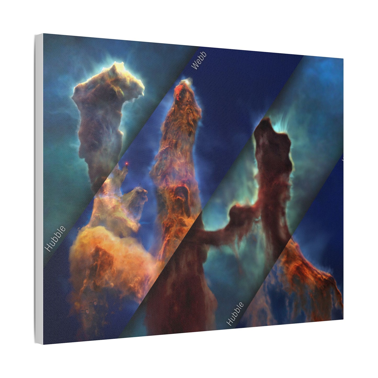 Pillars of Creation - Webb vs Hubble, Satin Canvas, Stretched