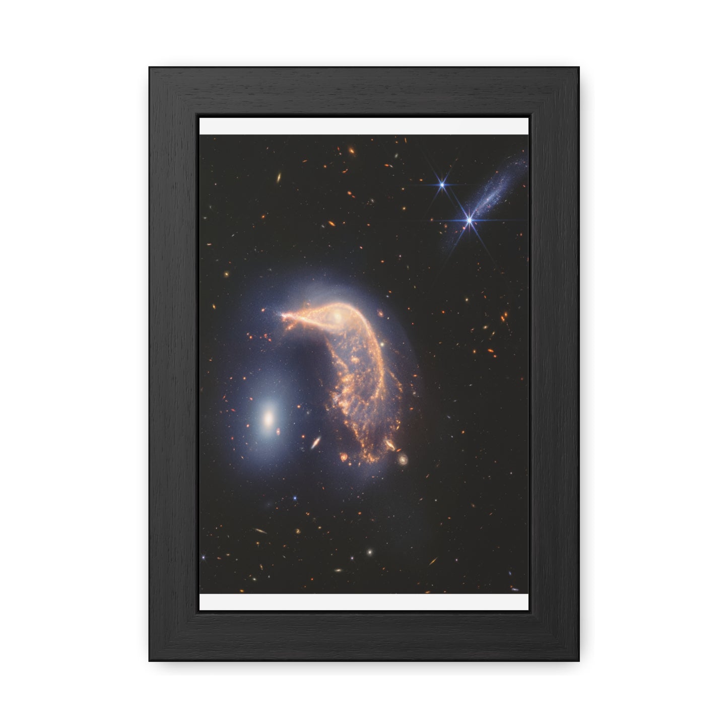 Interacting Galaxies Arp 142, Hand Crafted Wooden Framed Poster