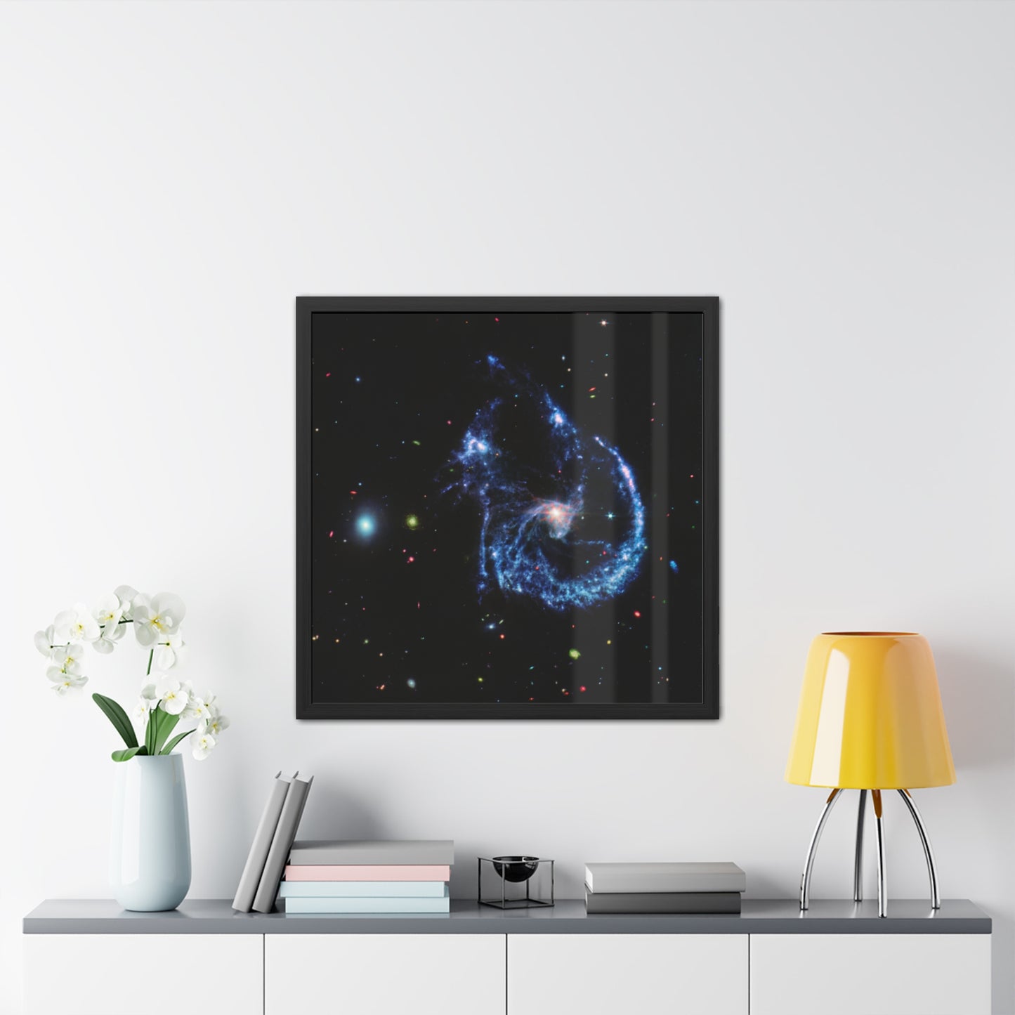 Arp 107 Supermassive Blackhole, Hand Crafter Wooden Framed Poster