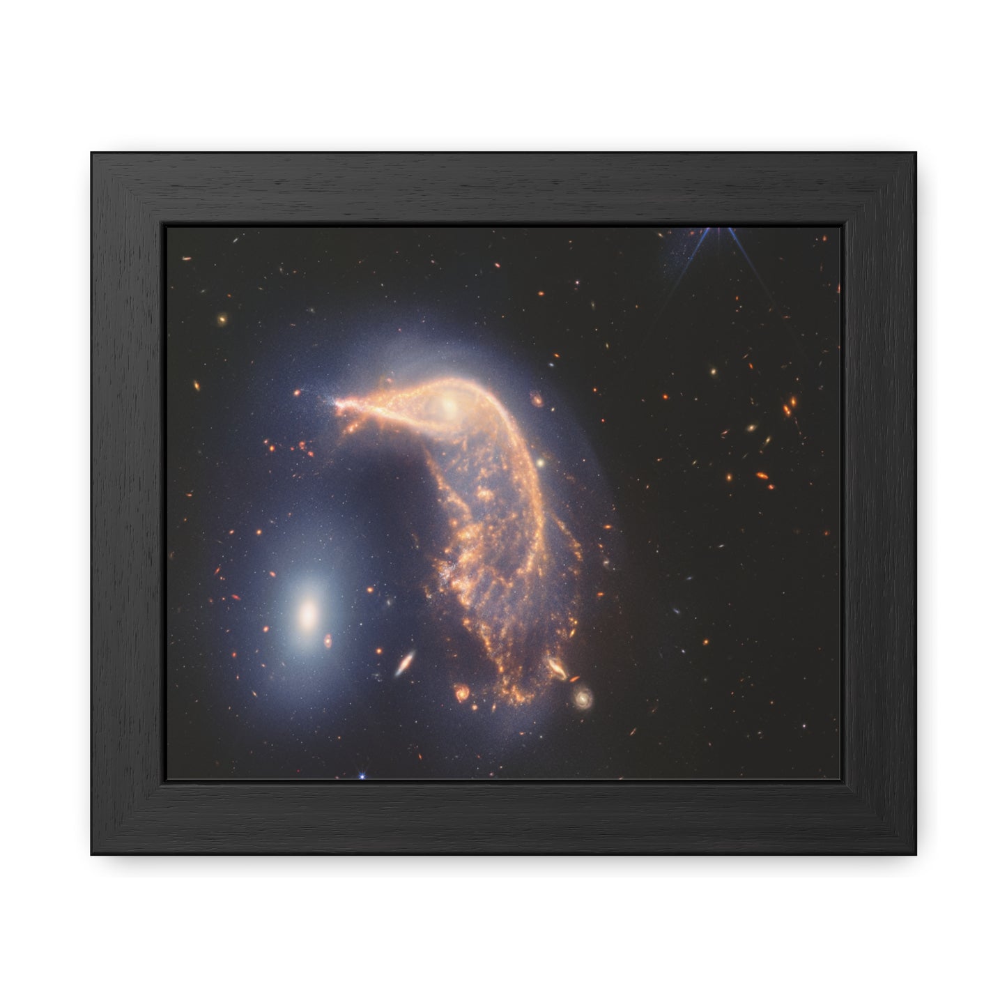 Interacting Galaxies Arp 142, Hand Crafted Wooden Framed Poster