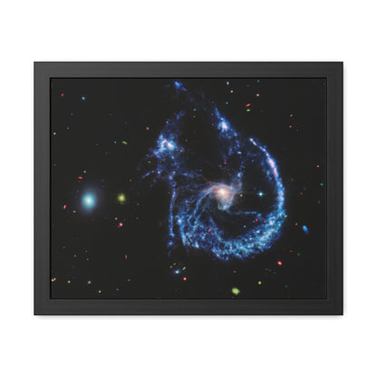 Arp 107 Supermassive Blackhole, Hand Crafter Wooden Framed Poster