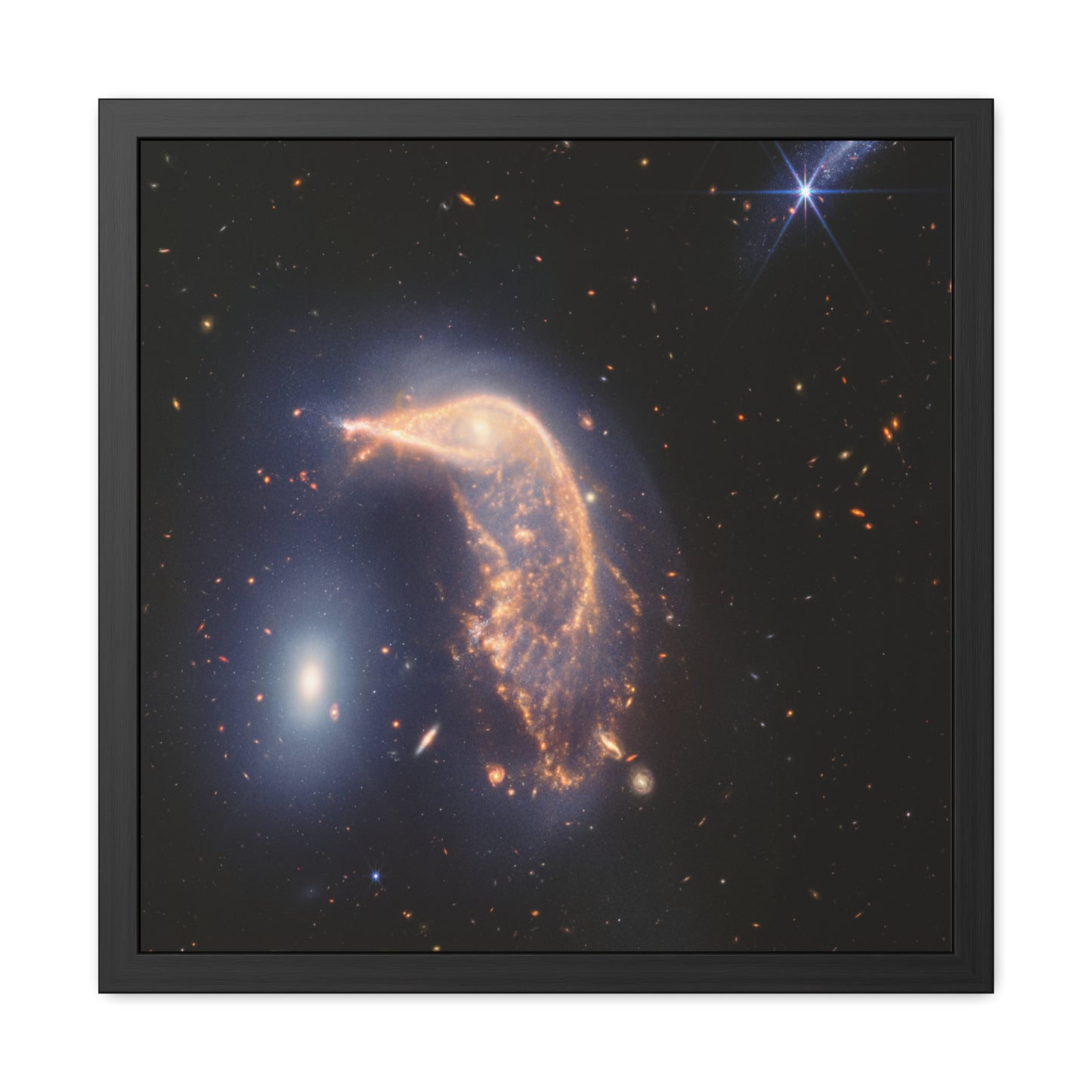 Interacting Galaxies Arp 142, Hand Crafted Wooden Framed Poster