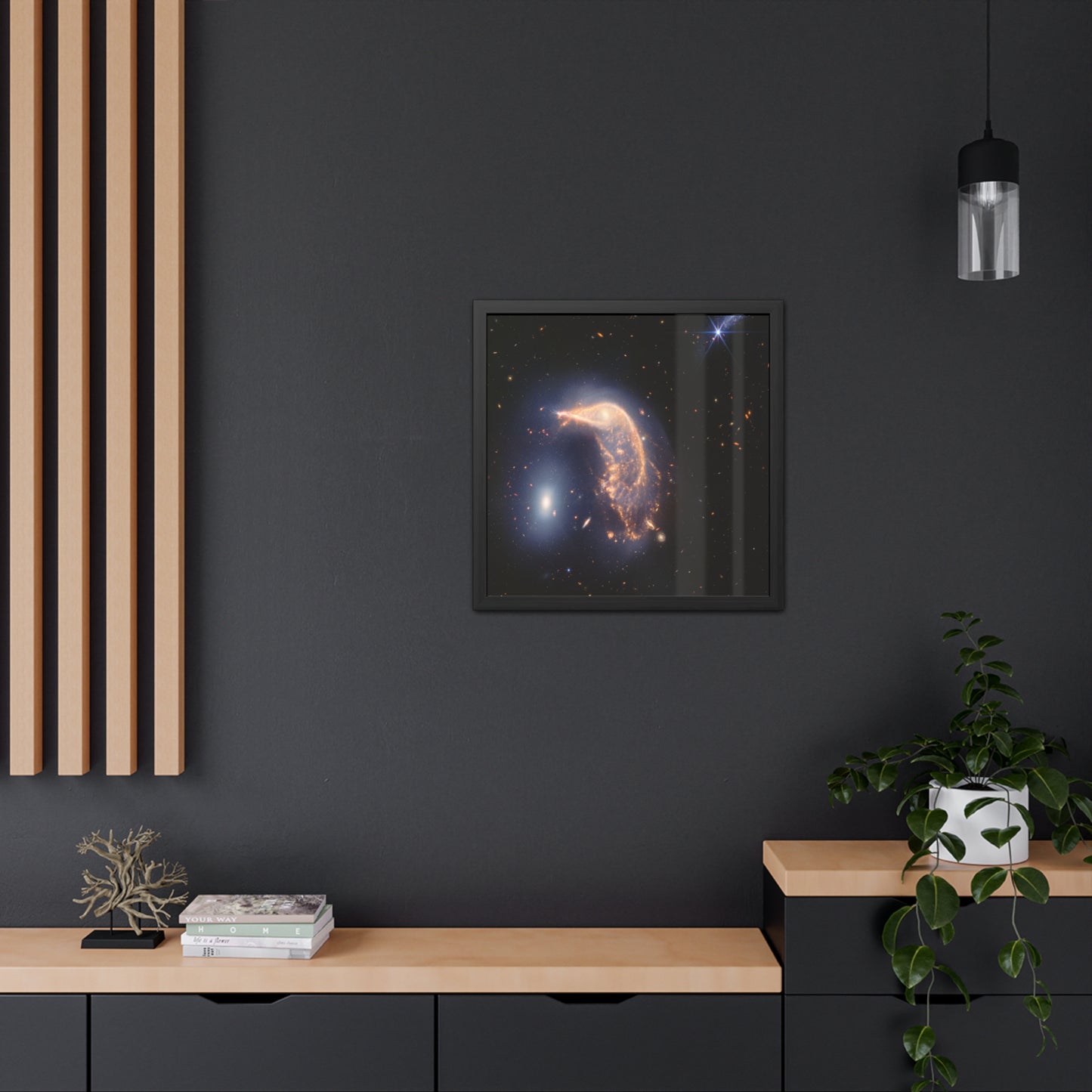 Interacting Galaxies Arp 142, Hand Crafted Wooden Framed Poster