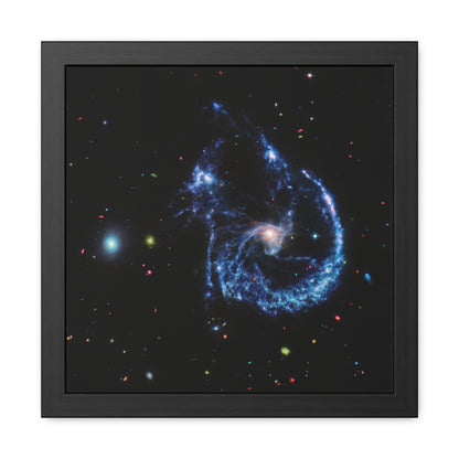 Arp 107 Supermassive Blackhole, Hand Crafter Wooden Framed Poster