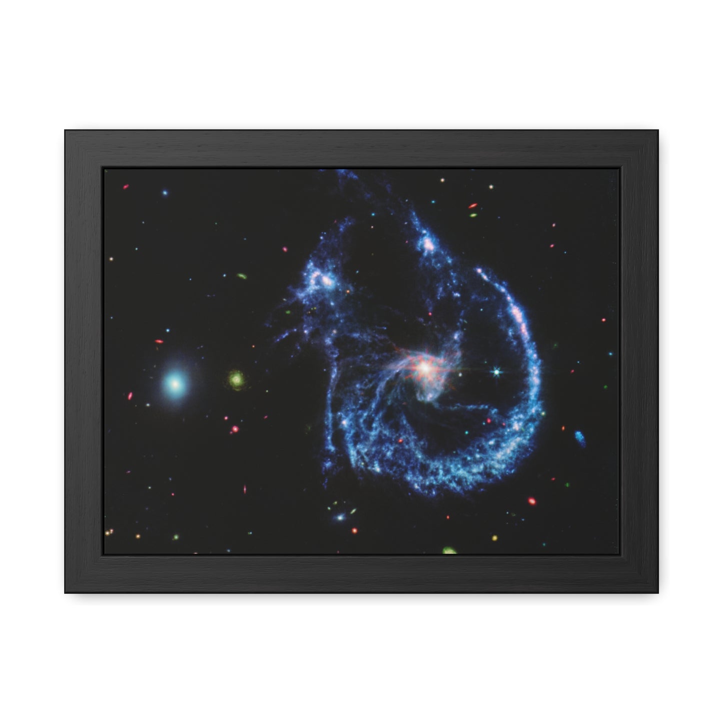 Arp 107 Supermassive Blackhole, Hand Crafter Wooden Framed Poster