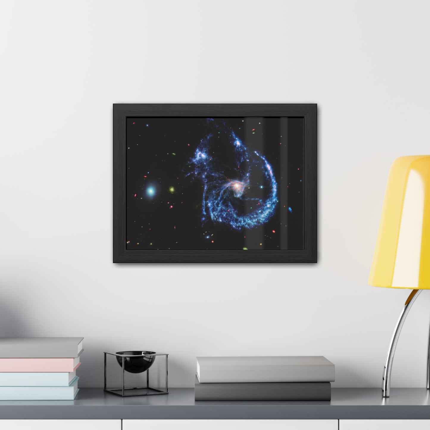 Arp 107 Supermassive Blackhole, Hand Crafter Wooden Framed Poster