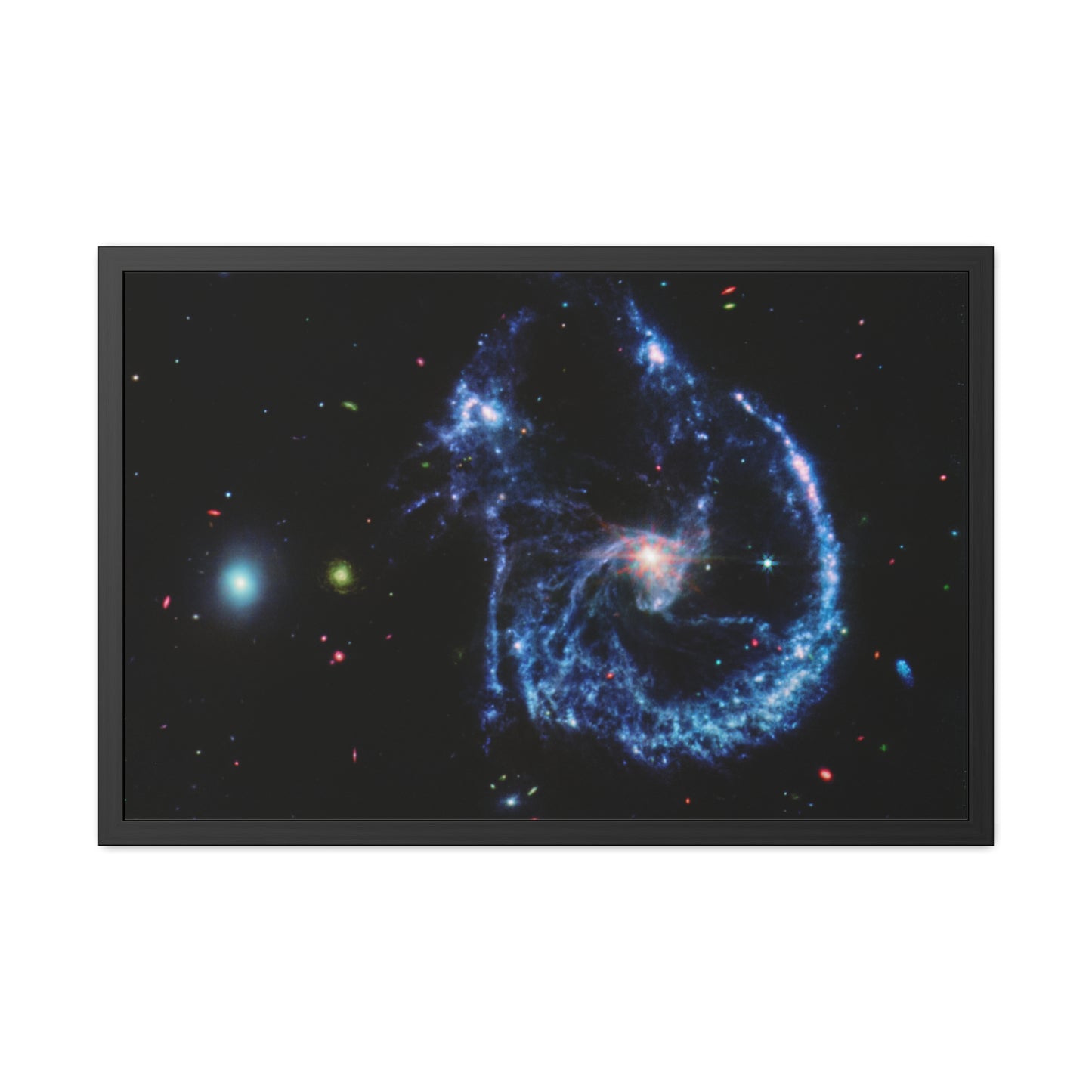 Arp 107 Supermassive Blackhole, Hand Crafter Wooden Framed Poster