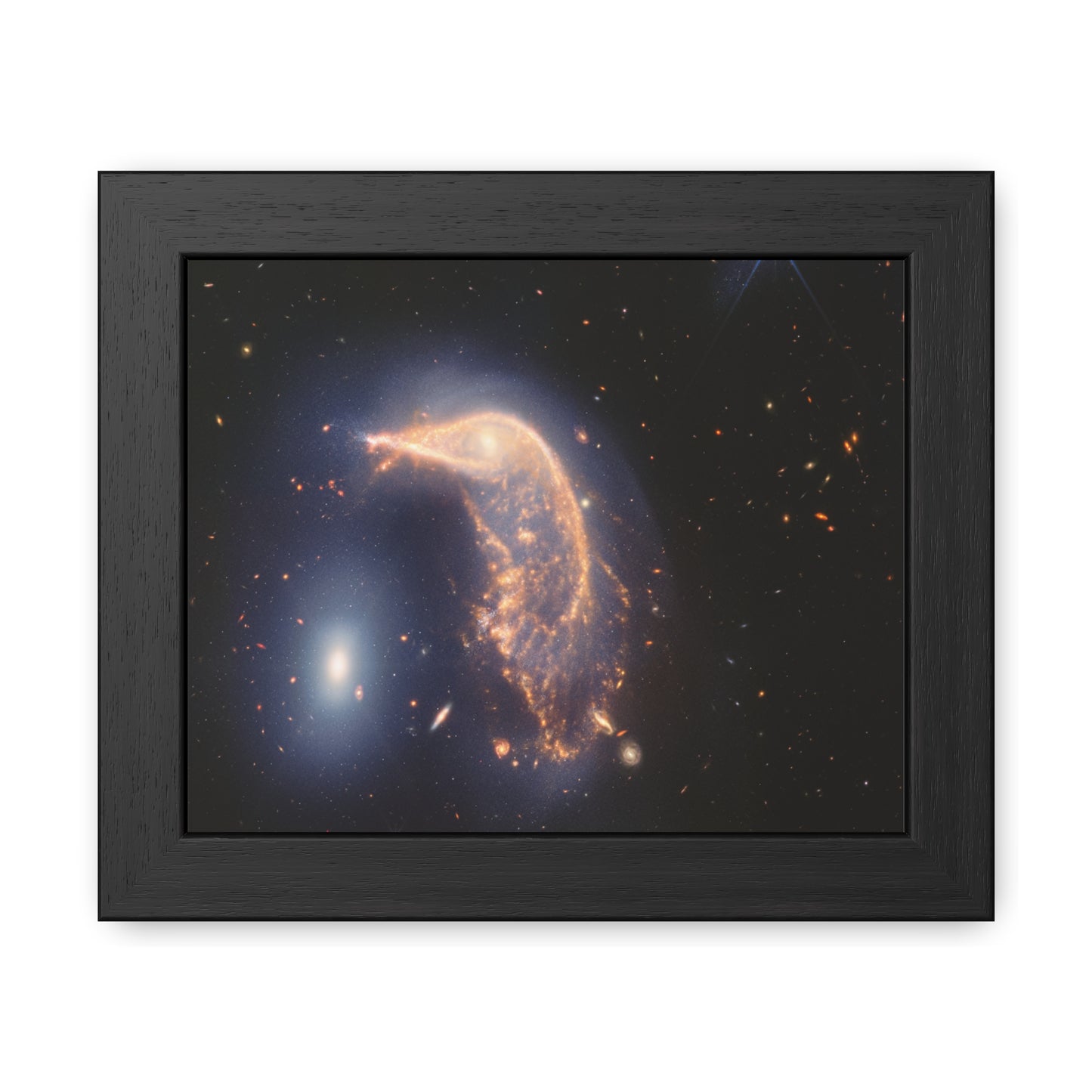 Interacting Galaxies Arp 142, Hand Crafted Wooden Framed Poster