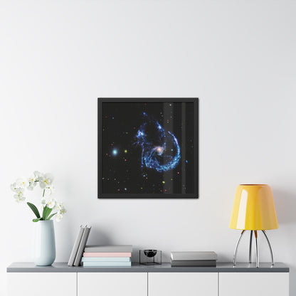 Arp 107 Supermassive Blackhole, Hand Crafter Wooden Framed Poster