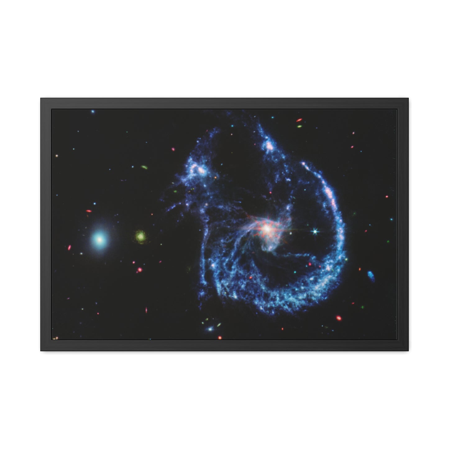 Arp 107 Supermassive Blackhole, Hand Crafter Wooden Framed Poster