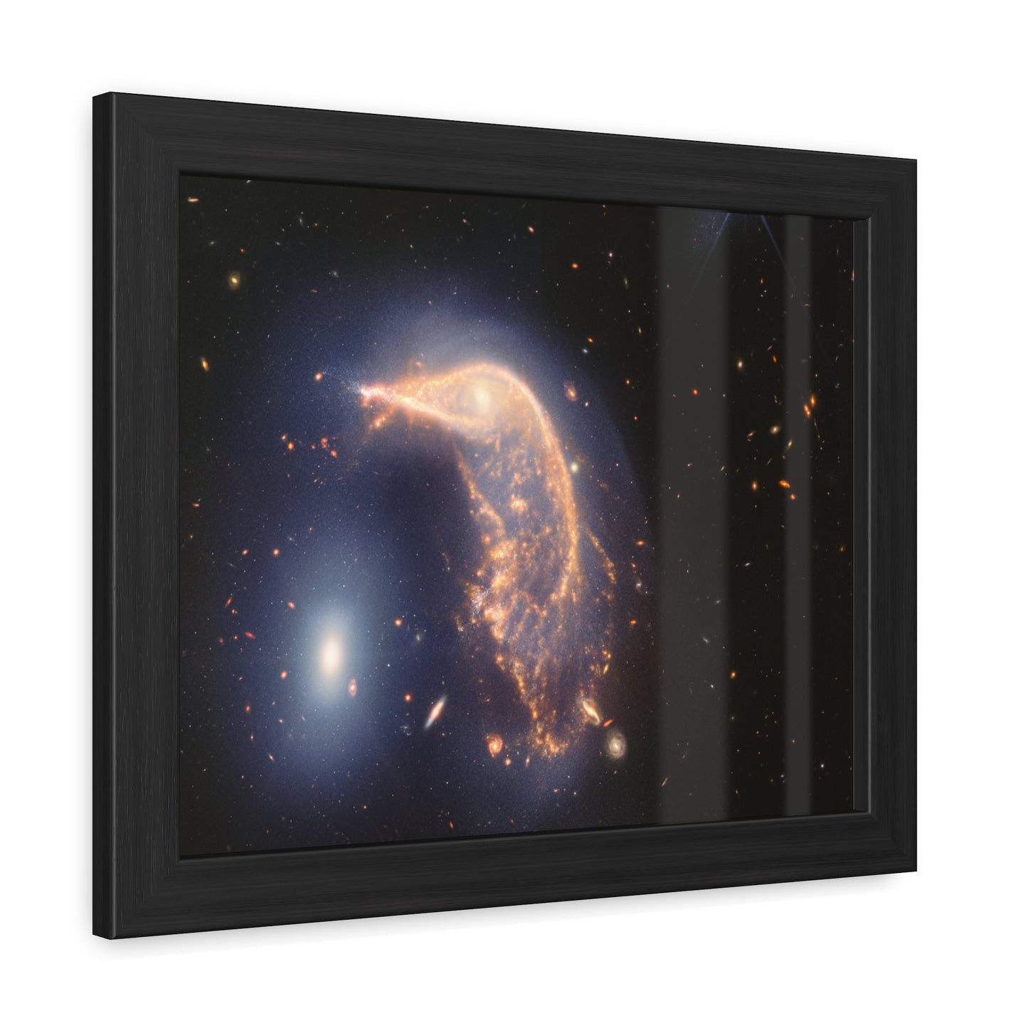 Interacting Galaxies Arp 142, Hand Crafted Wooden Framed Poster