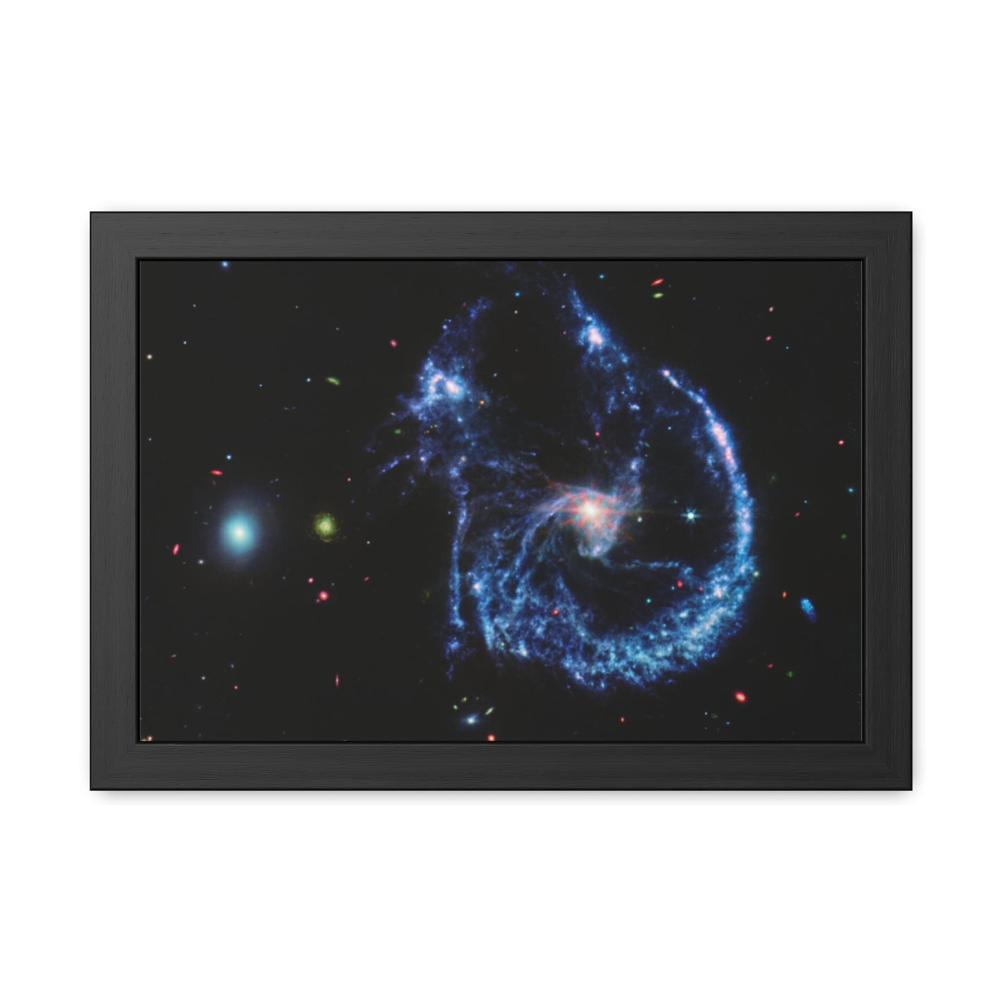 Arp 107 Supermassive Blackhole, Hand Crafter Wooden Framed Poster