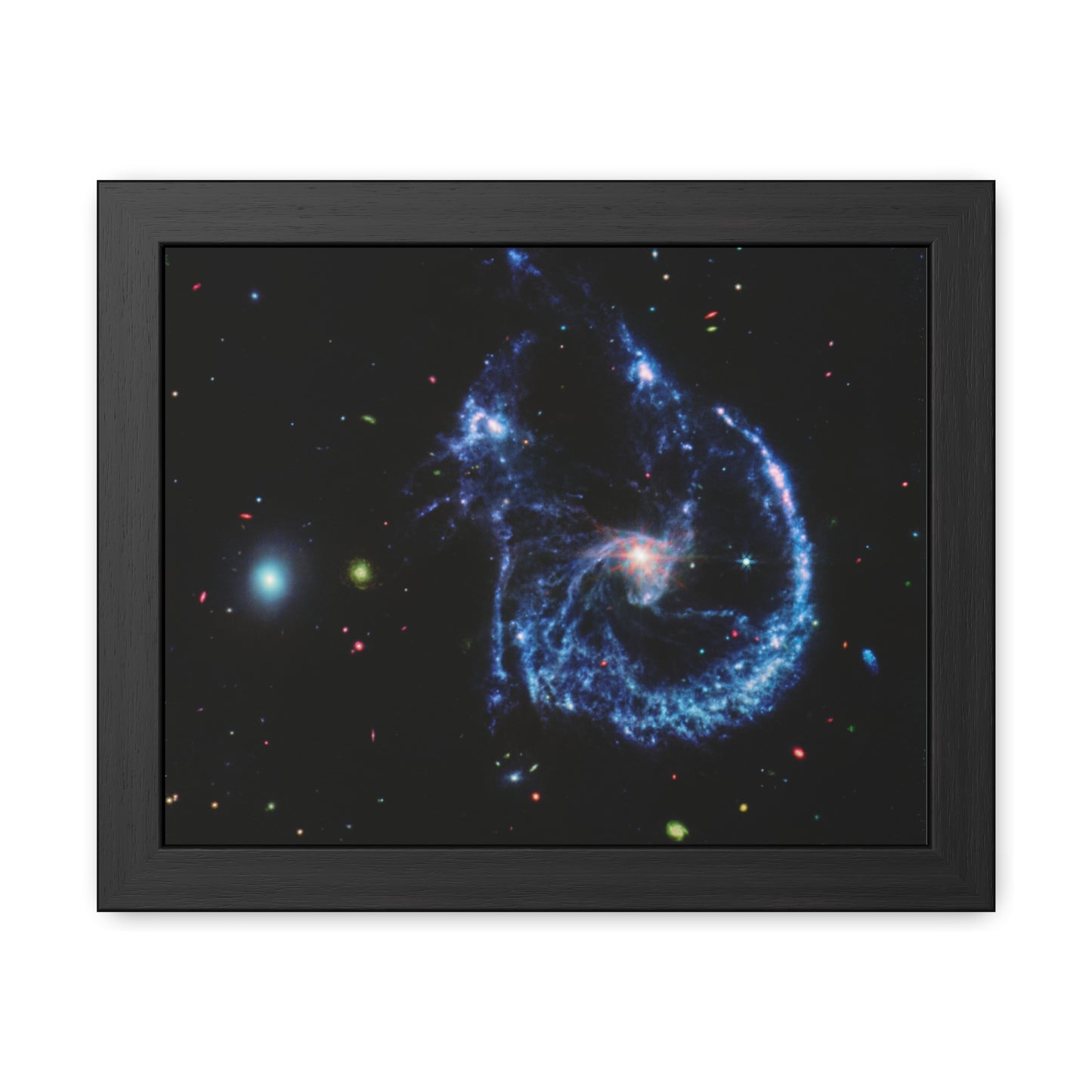 Arp 107 Supermassive Blackhole, Hand Crafter Wooden Framed Poster