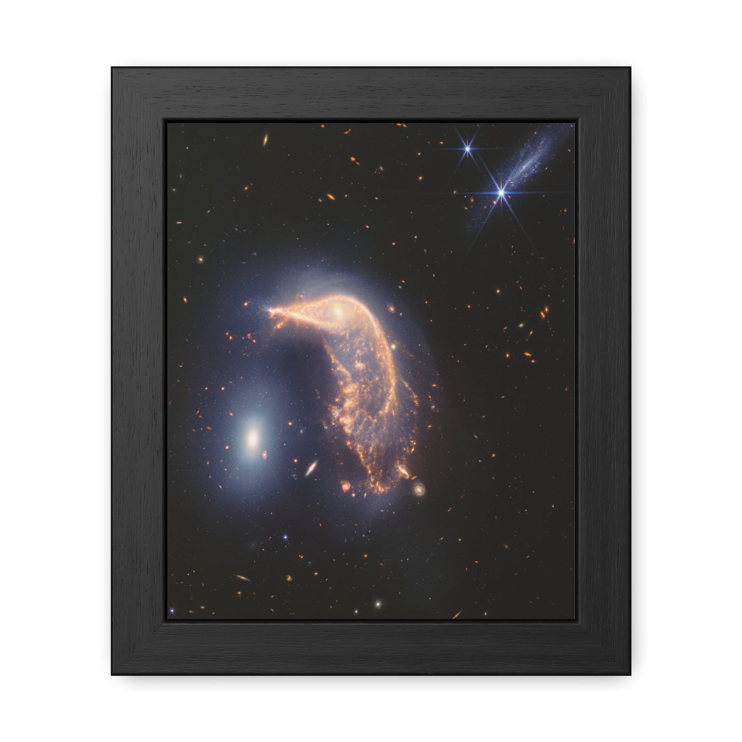 Interacting Galaxies Arp 142, Hand Crafted Wooden Framed Poster