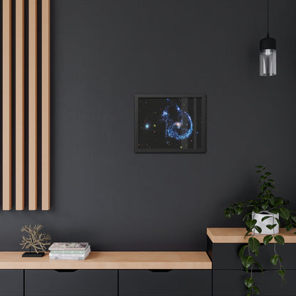 Arp 107 Supermassive Blackhole, Hand Crafter Wooden Framed Poster