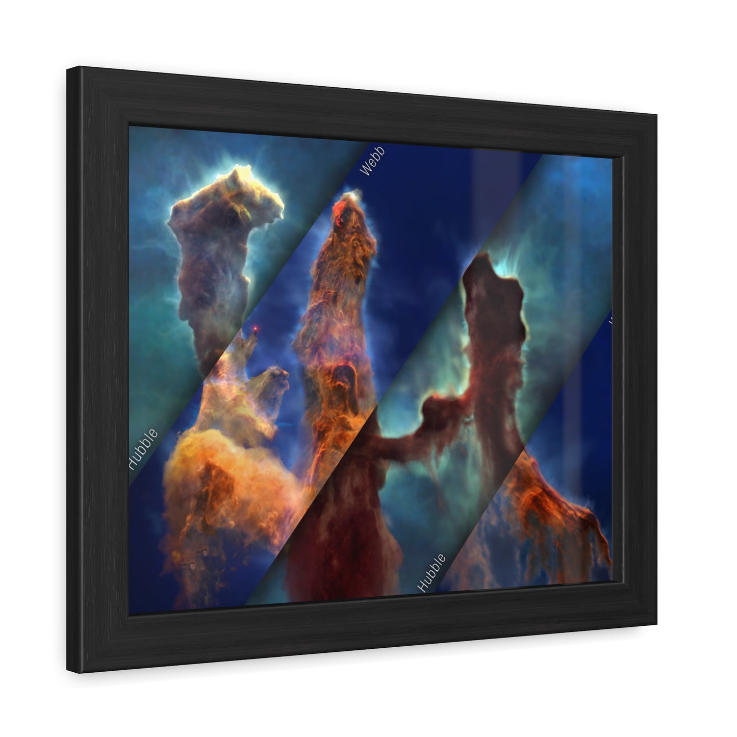 Pillars of Creation - Webb vs Hubble, Hand Crafted Wooden Framed Poster