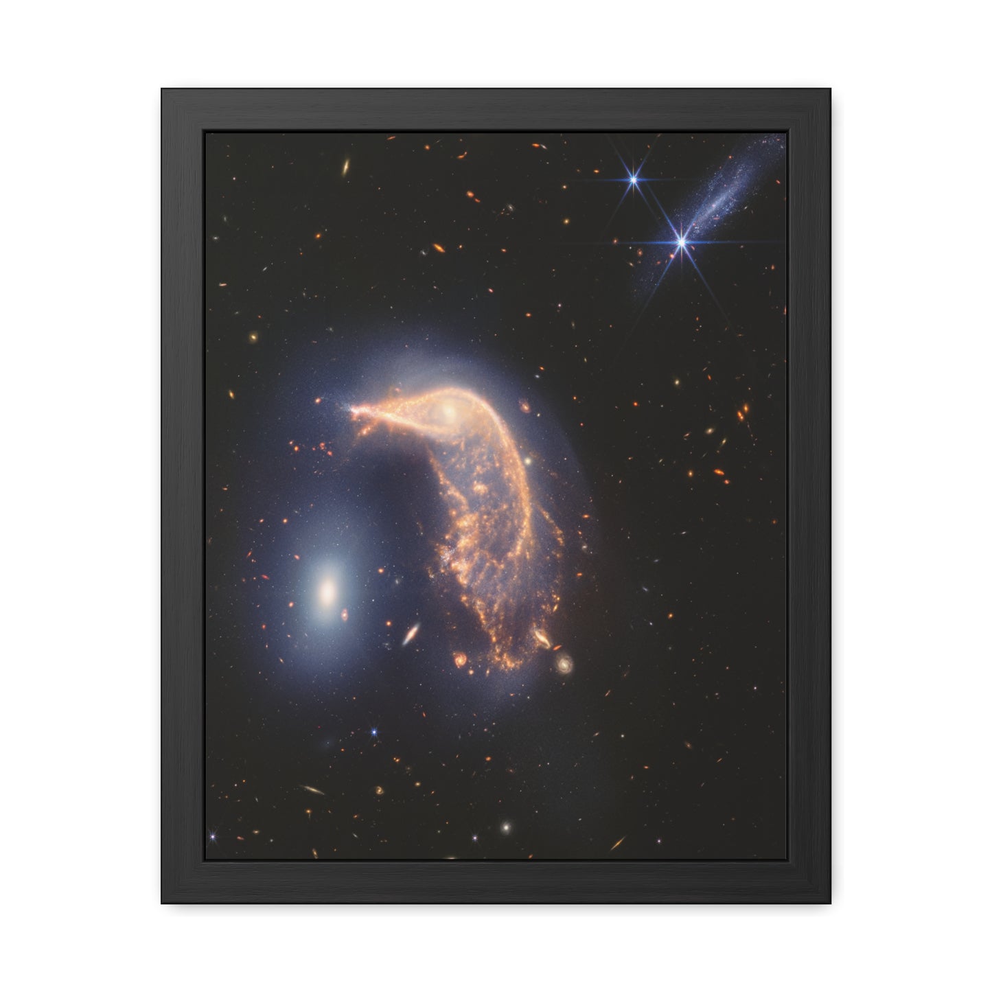 Interacting Galaxies Arp 142, Hand Crafted Wooden Framed Poster