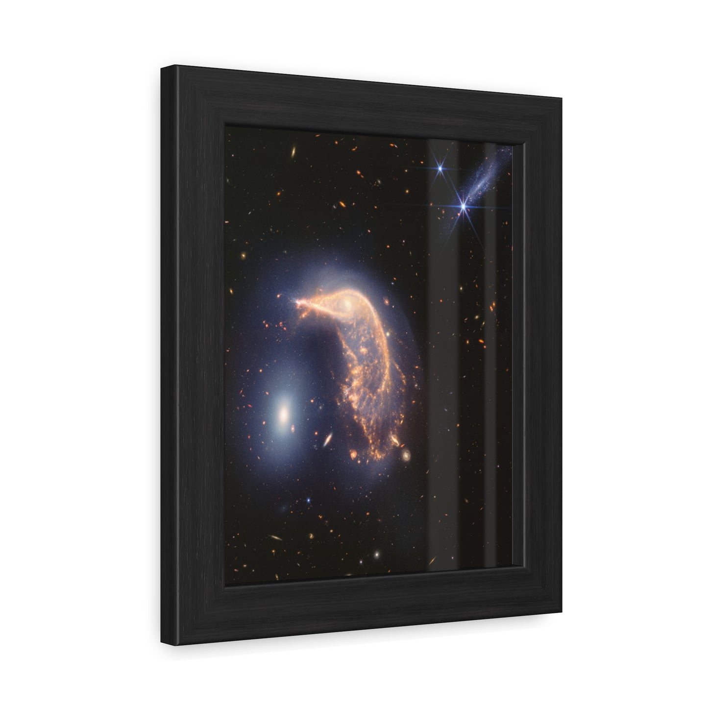 Interacting Galaxies Arp 142, Hand Crafted Wooden Framed Poster