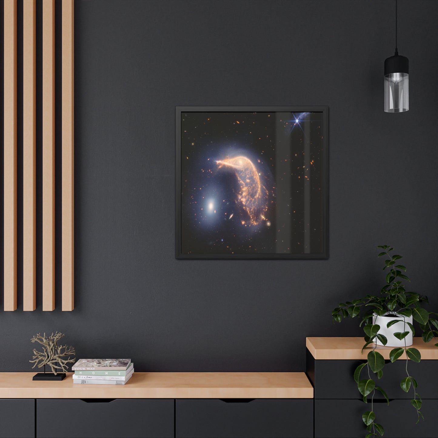 Interacting Galaxies Arp 142, Hand Crafted Wooden Framed Poster