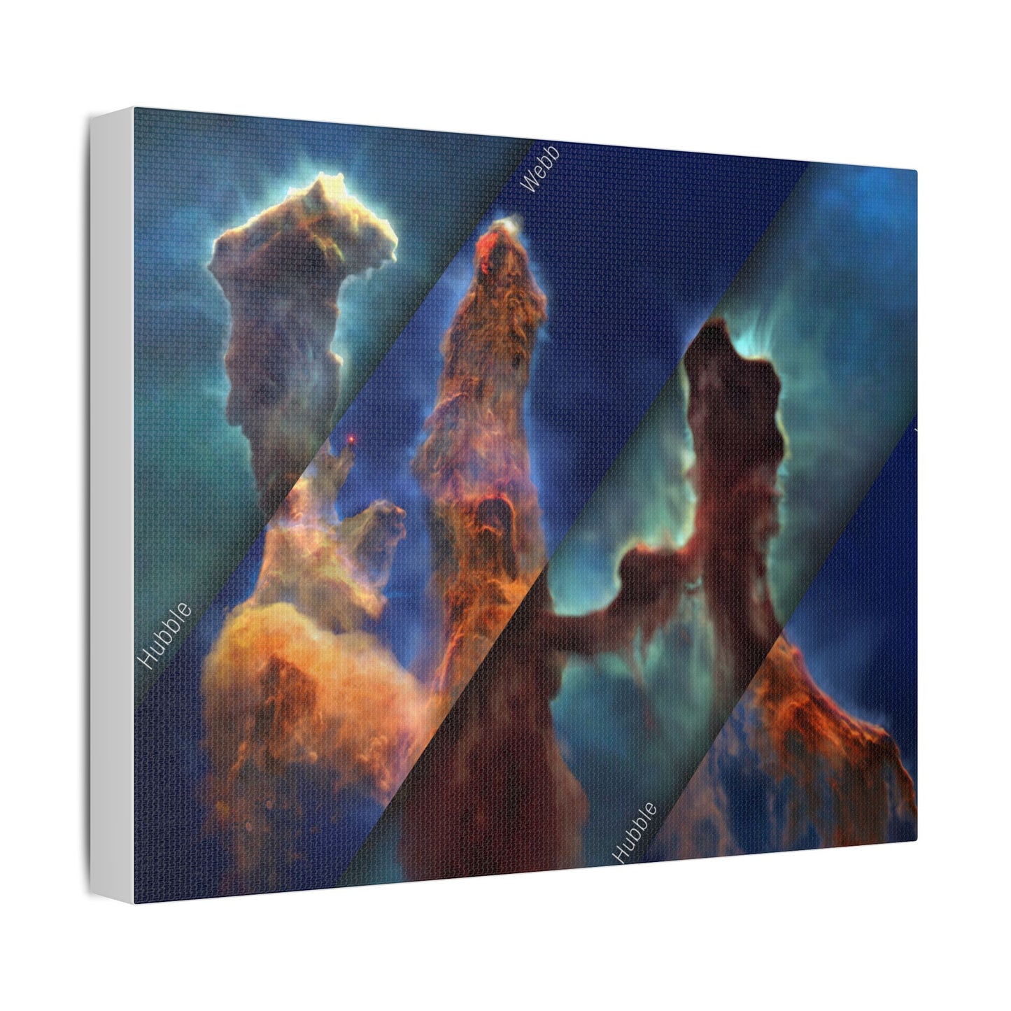 Pillars of Creation - Webb vs Hubble, Satin Canvas, Stretched