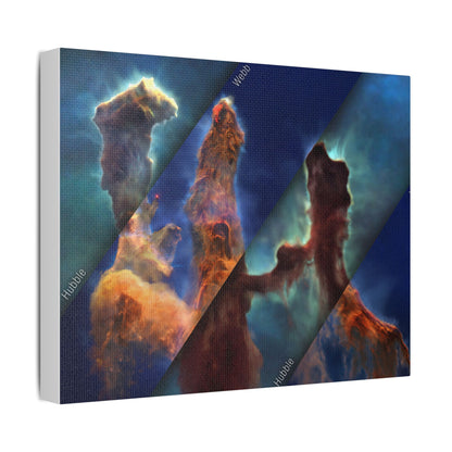 Pillars of Creation - Webb vs Hubble, Satin Canvas, Stretched