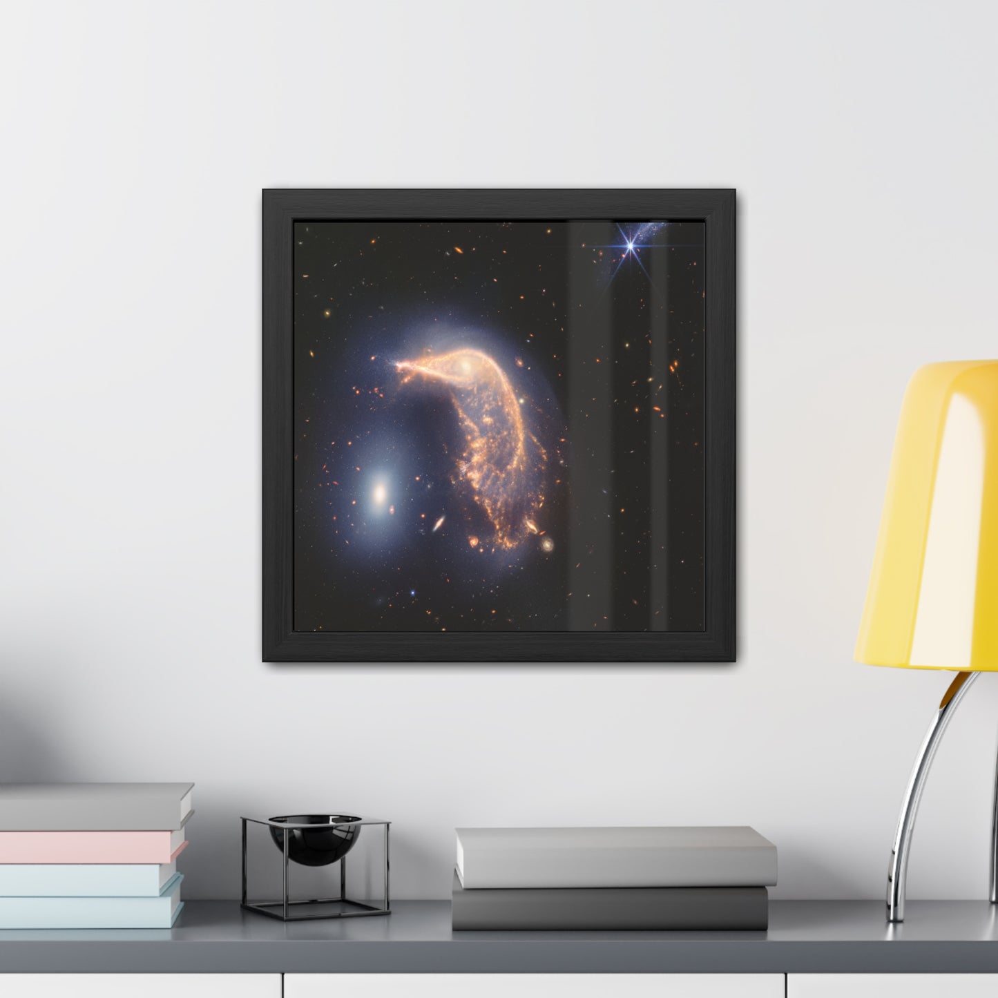 Interacting Galaxies Arp 142, Hand Crafted Wooden Framed Poster