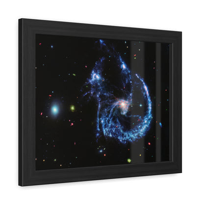 Arp 107 Supermassive Blackhole, Hand Crafter Wooden Framed Poster