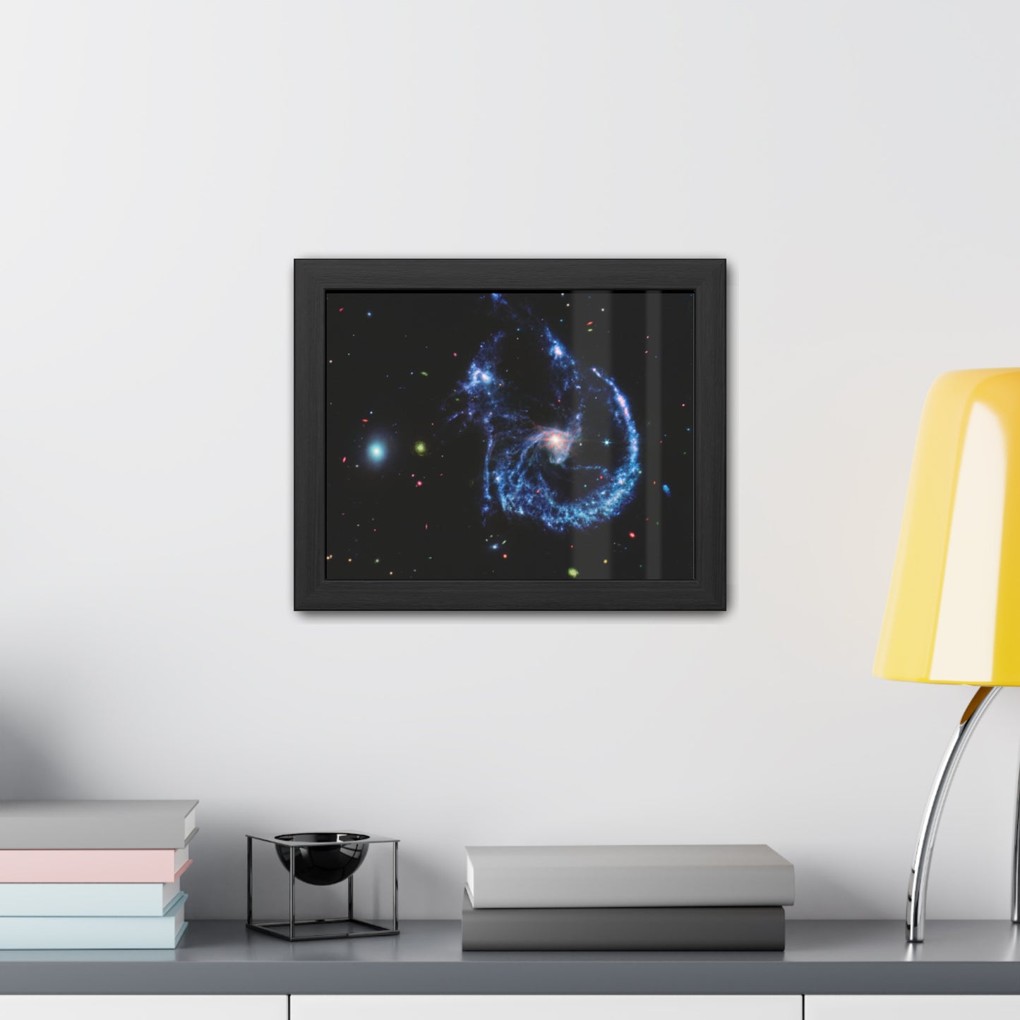 Arp 107 Supermassive Blackhole, Hand Crafter Wooden Framed Poster