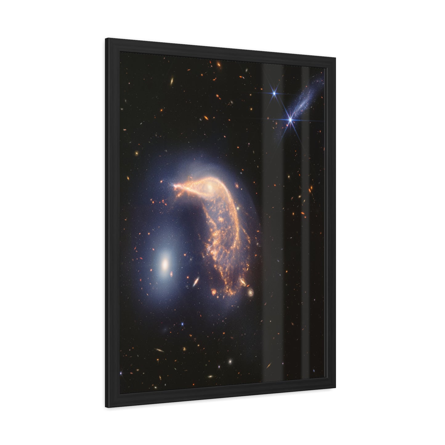 Interacting Galaxies Arp 142, Hand Crafted Wooden Framed Poster