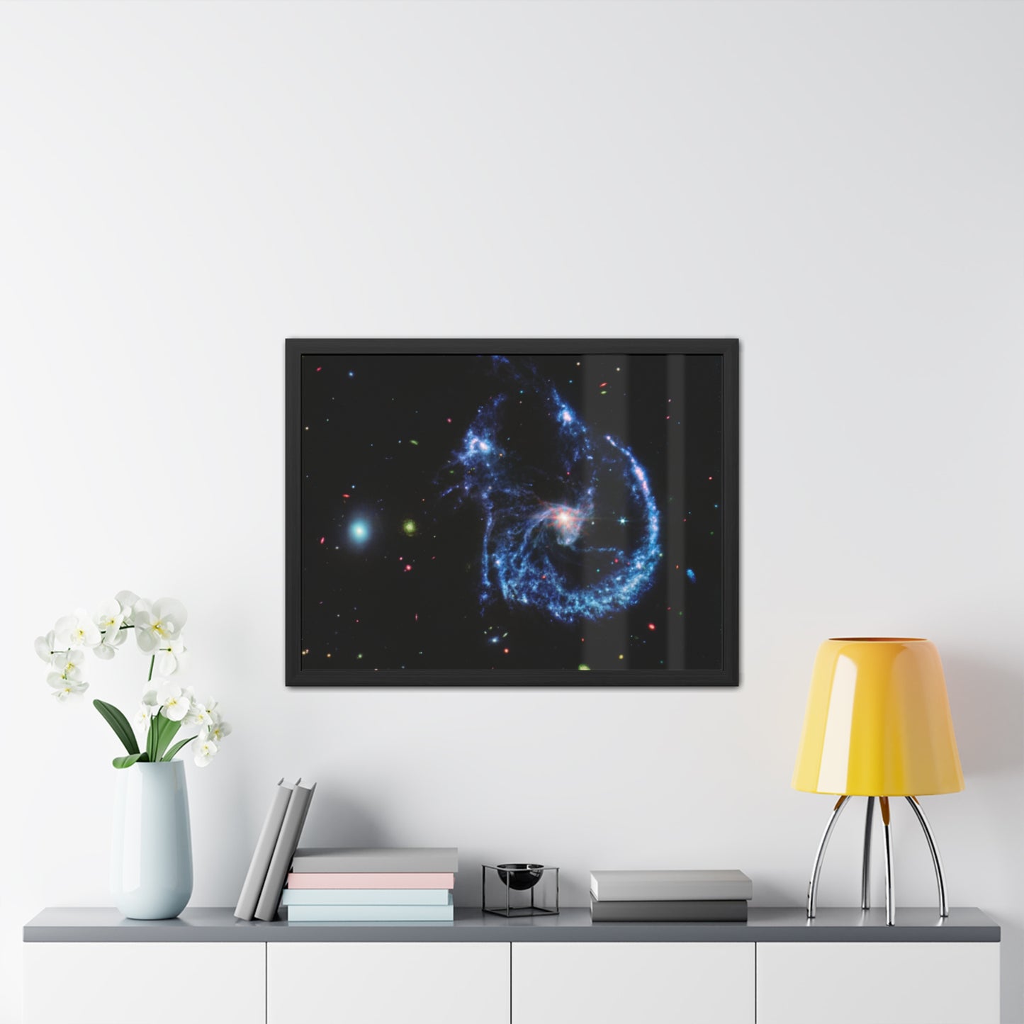 Arp 107 Supermassive Blackhole, Hand Crafter Wooden Framed Poster