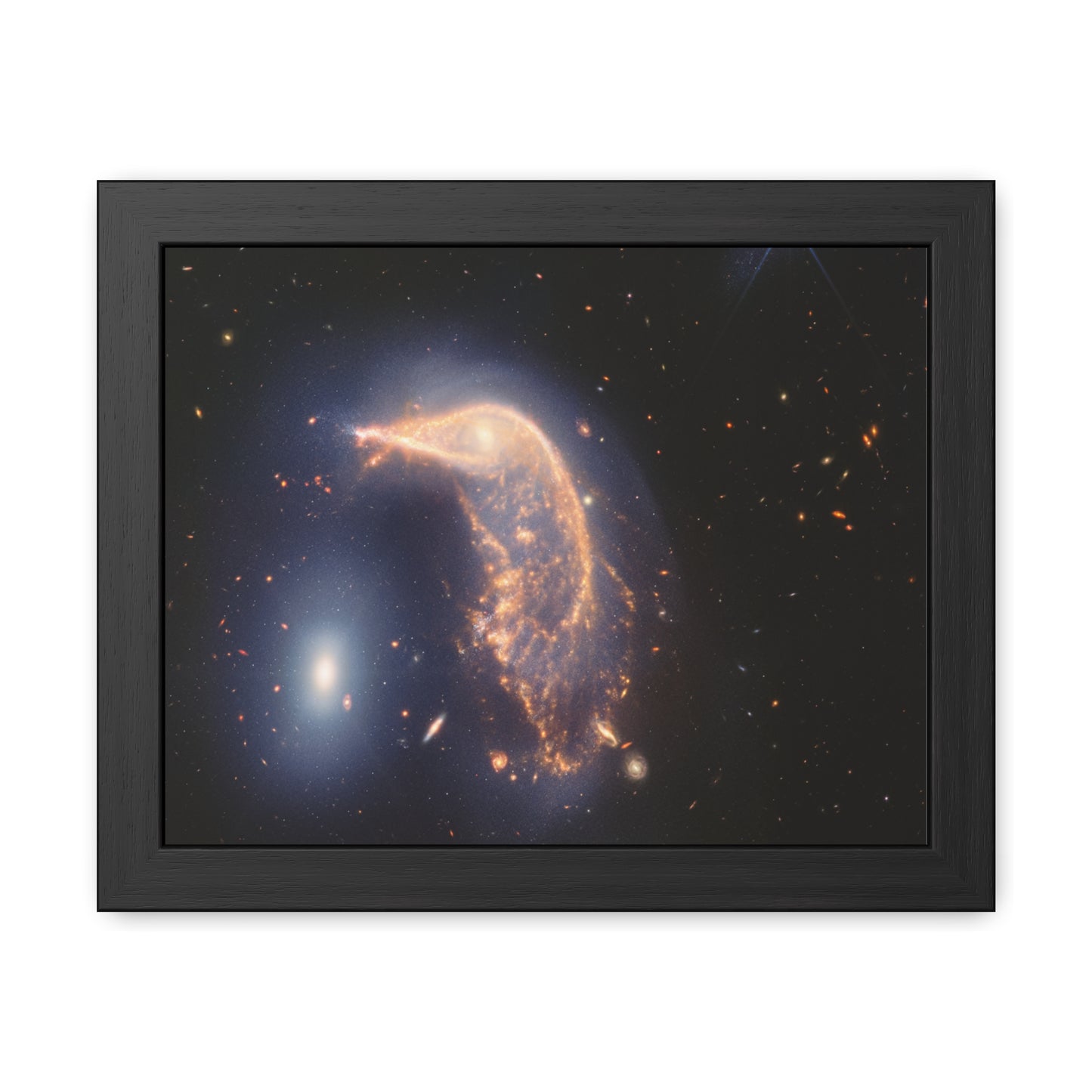 Interacting Galaxies Arp 142, Hand Crafted Wooden Framed Poster