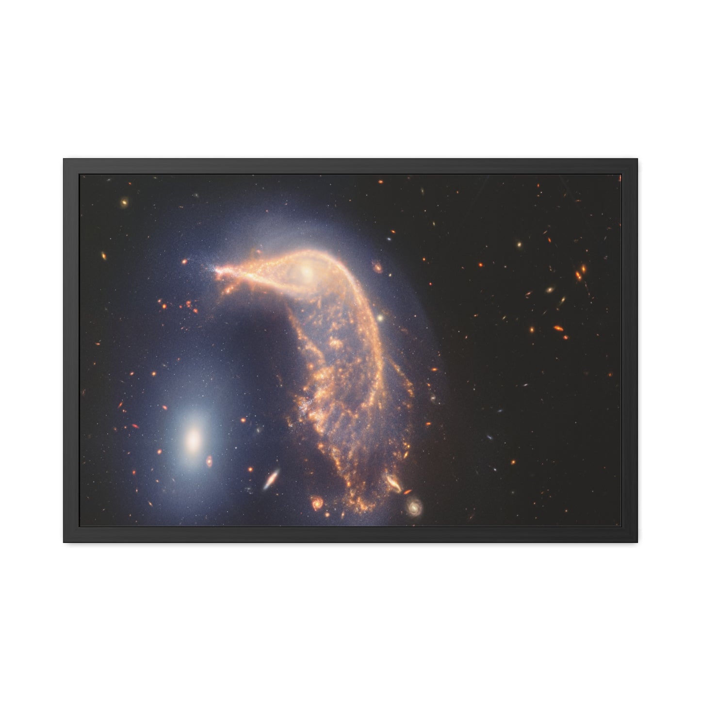 Interacting Galaxies Arp 142, Hand Crafted Wooden Framed Poster