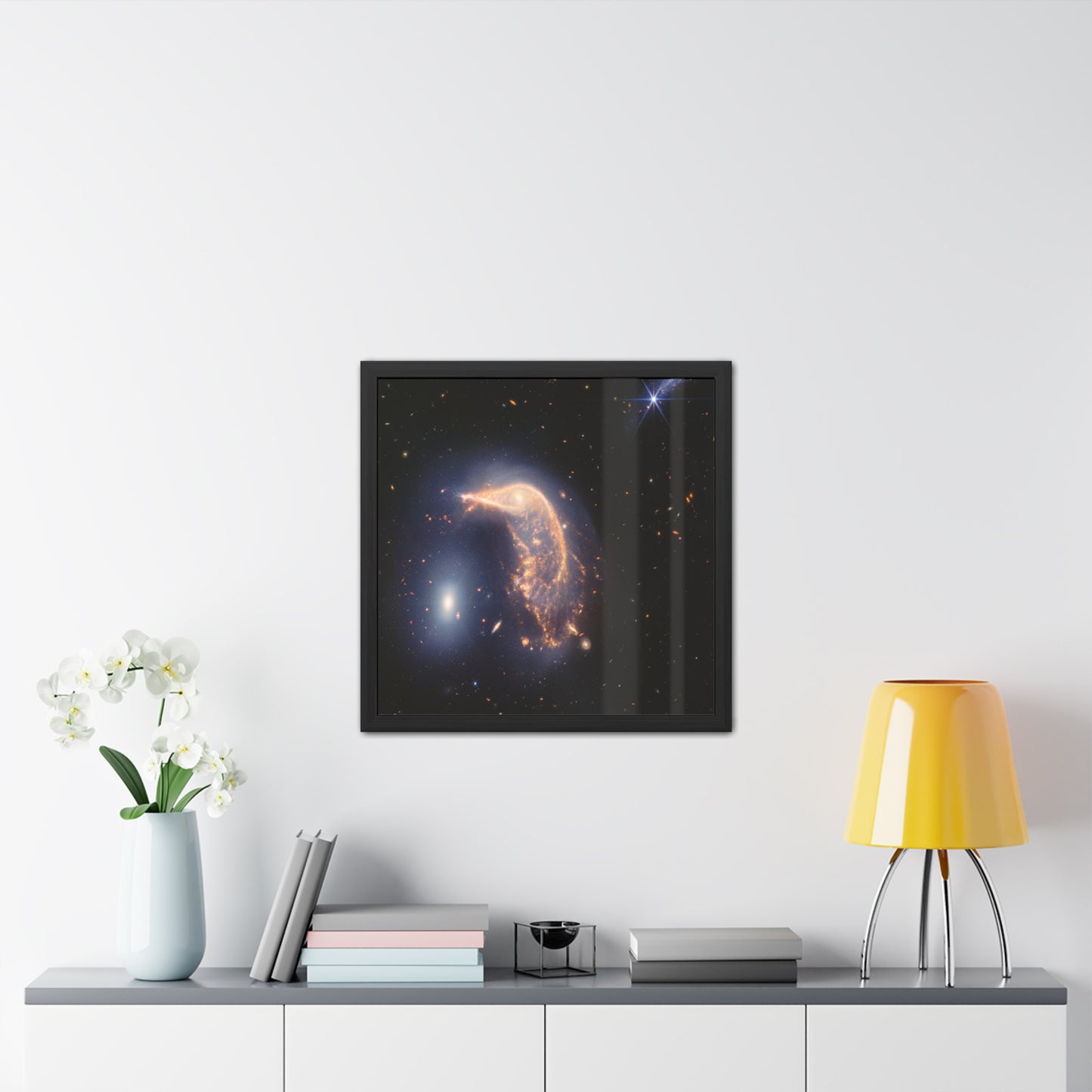 Interacting Galaxies Arp 142, Hand Crafted Wooden Framed Poster