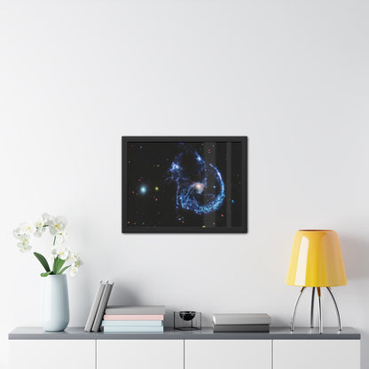 Arp 107 Supermassive Blackhole, Hand Crafter Wooden Framed Poster