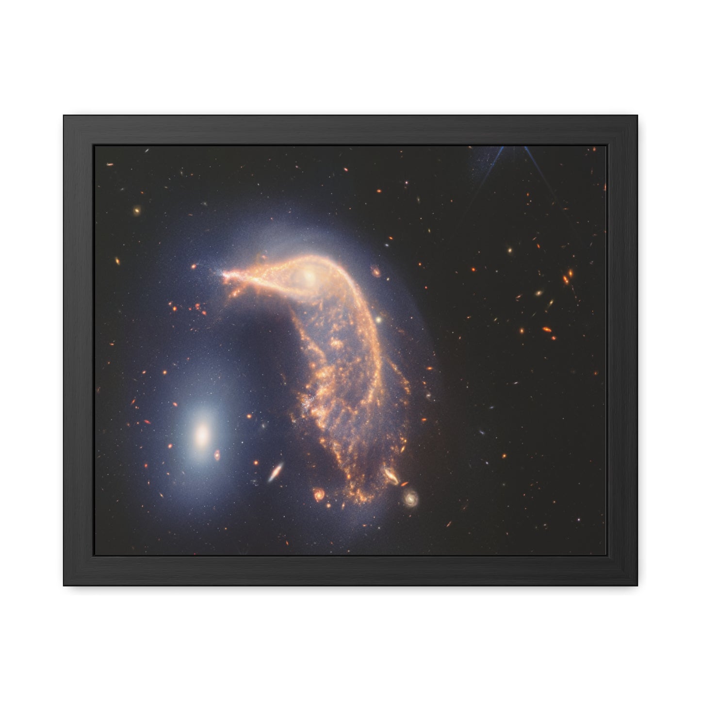 Interacting Galaxies Arp 142, Hand Crafted Wooden Framed Poster