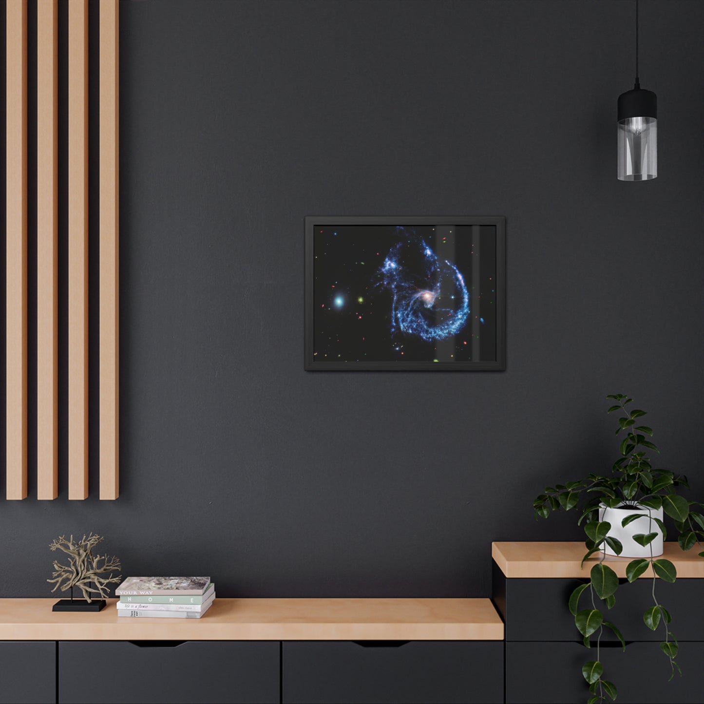 Arp 107 Supermassive Blackhole, Hand Crafter Wooden Framed Poster